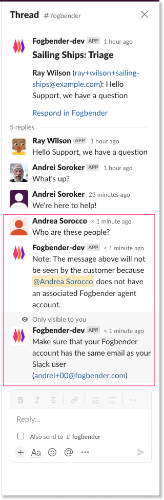 Slack user without Fogbender account tries to respond